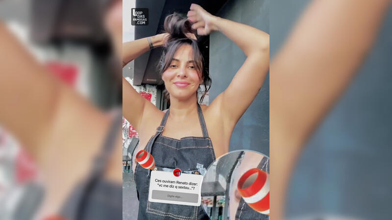 Alinne Rosa pagando peitinho em imagem postada no Instagram